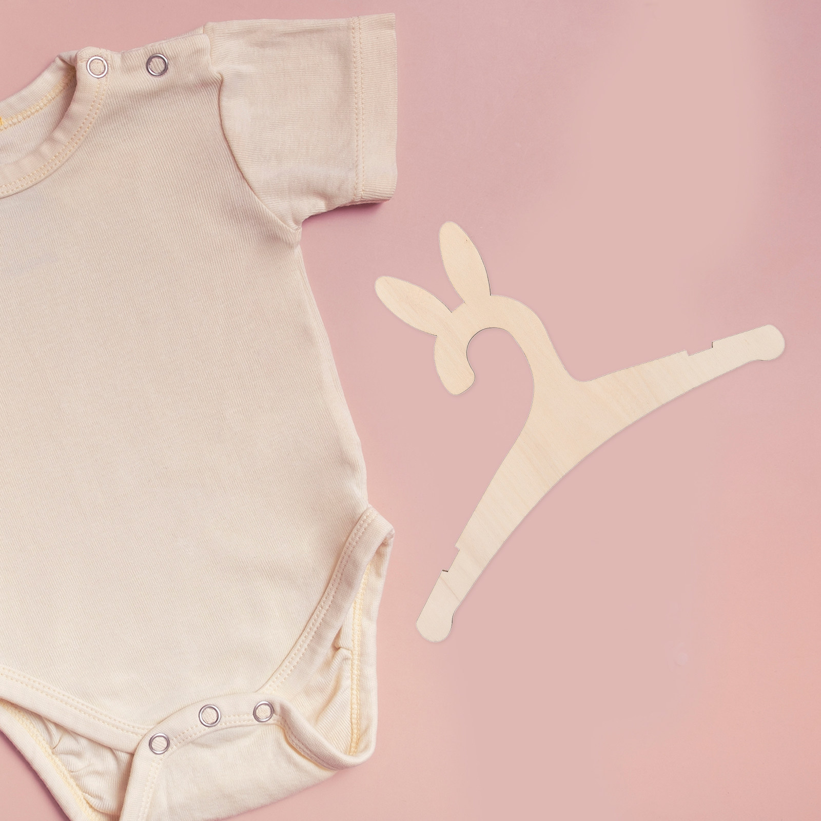 Baby Clothes - ไม้แขวนเสื้อผ้าเด็กทำจากไม้ 5 ชิ้น ลายหูกระต่าย สำหรับจัดระเบียบตู้เสื้อผ้าในห้องเด็กอ่อน ตกแต่งห้องเด็ก