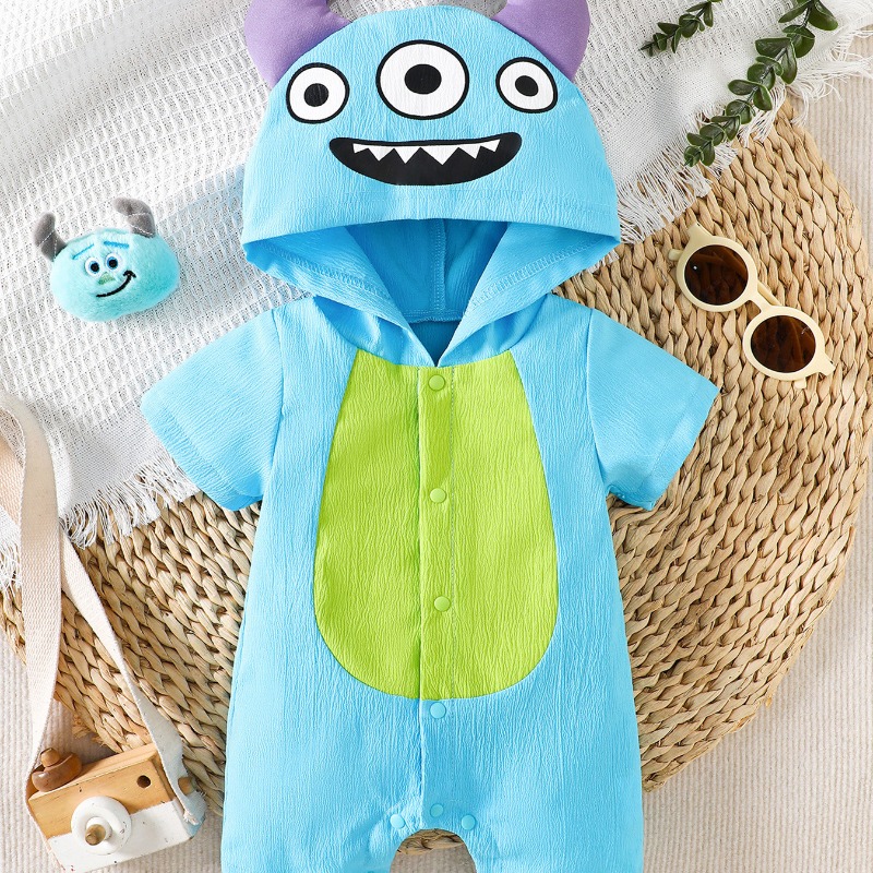 ชุดรอมเปอร์เด็กแรกเกิดสีฟ้าลาย - Cotton Baby Onesies Zipper บทวิจารณ์และราคา