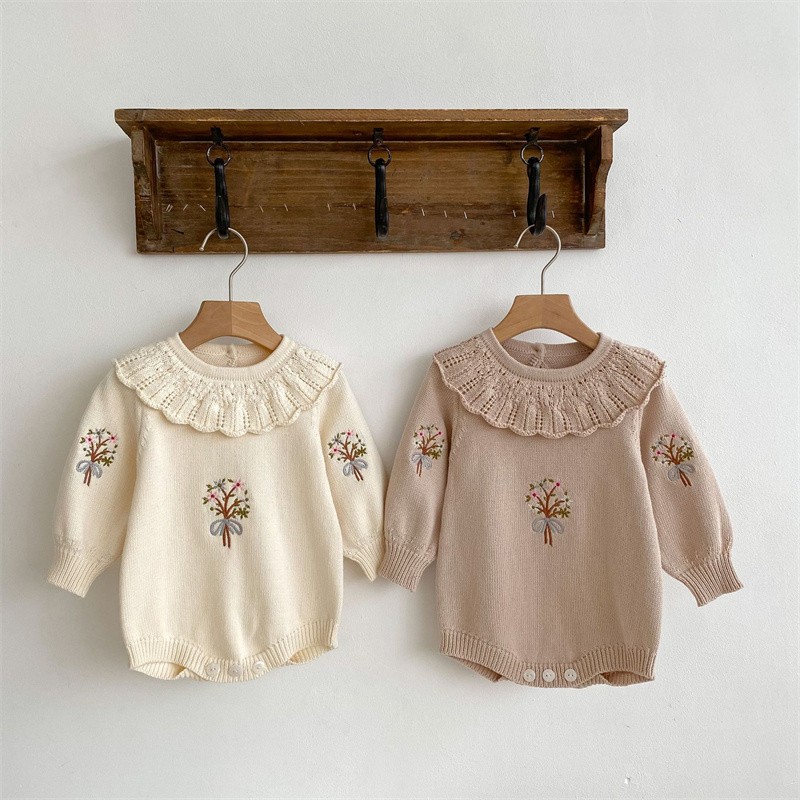 ชุดหมีถักฤดูใบไม้ร่วงใหม่สำหรั - Newborn Baby Girl Romper Floral บทวิจารณ์และราคา