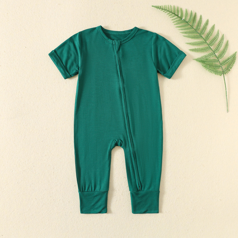 ชุดหมีเด็กทอจากใยไผ่สไตล์อินสต - Cotton Baby Onesies Zipper บทวิจารณ์และราคา