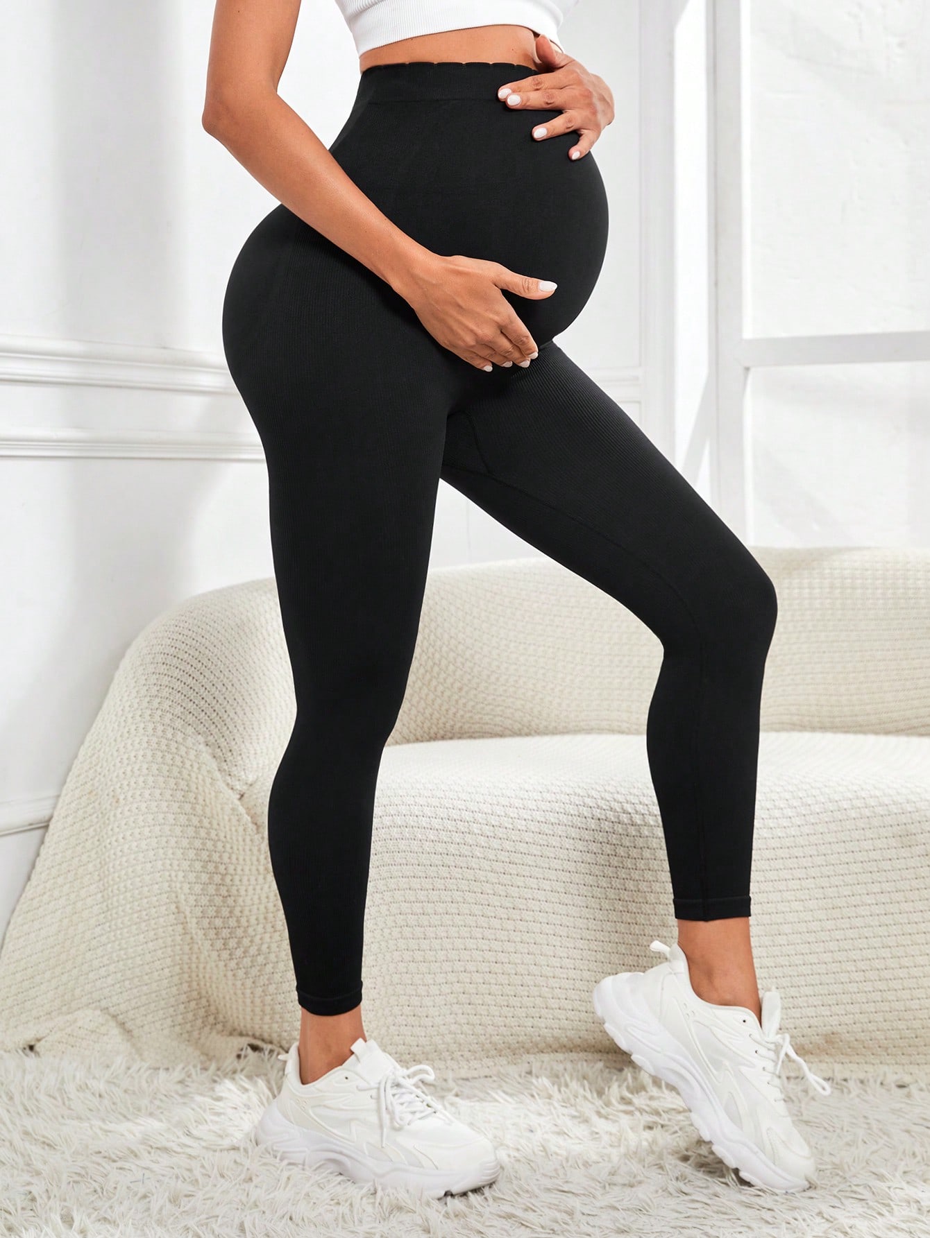 สตรีคลอดบุตรเลกกิ้งเหนือท้องกา - Maternity Wear บทวิจารณ์และราคา
