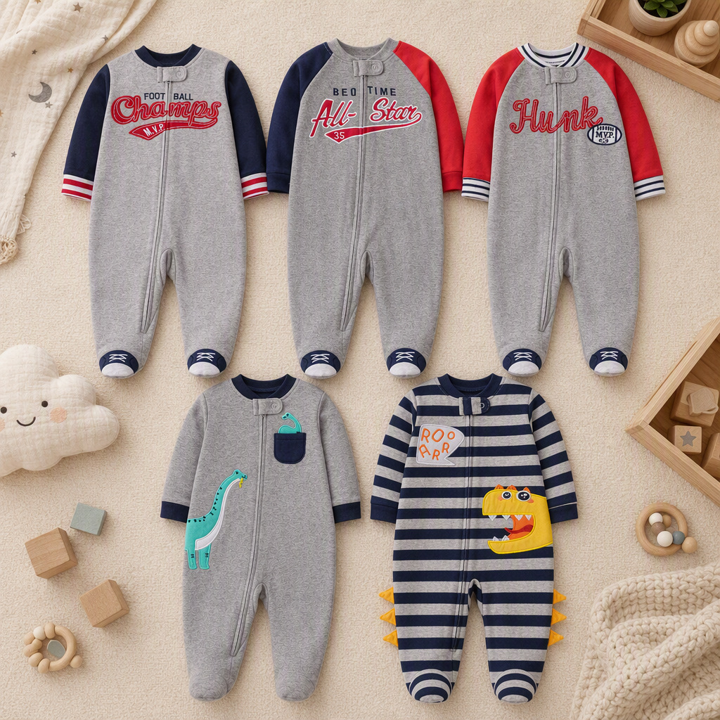 ชุดรอมเปอร์เด็กผู้ชายผ้าฝ้ายสอ - Cotton Baby Onesies Zipper บทวิจารณ์และราคา
